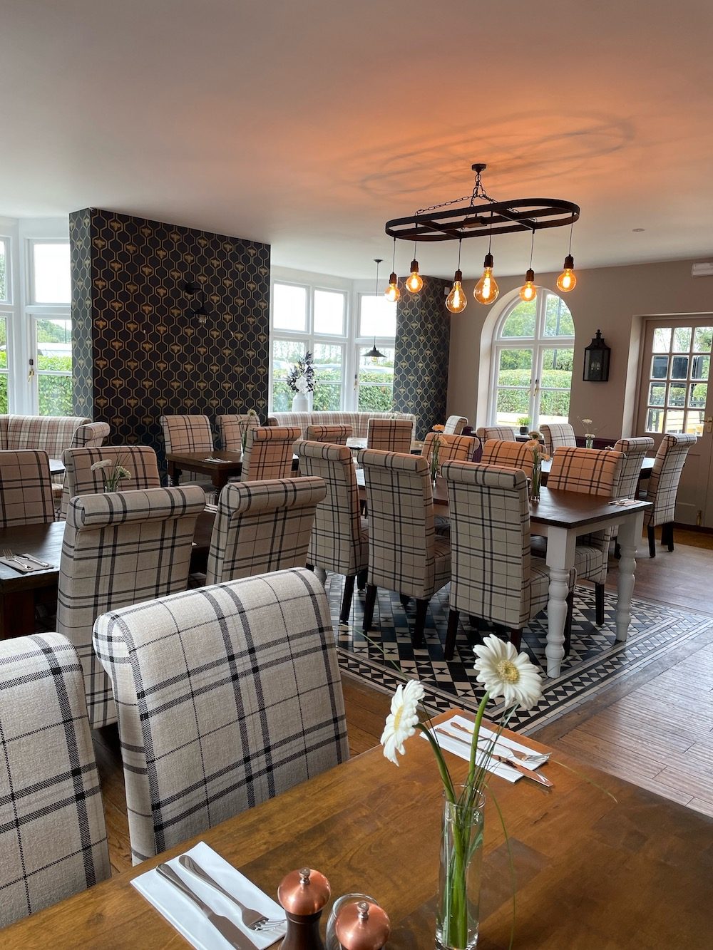 Tables laid in the restaurant